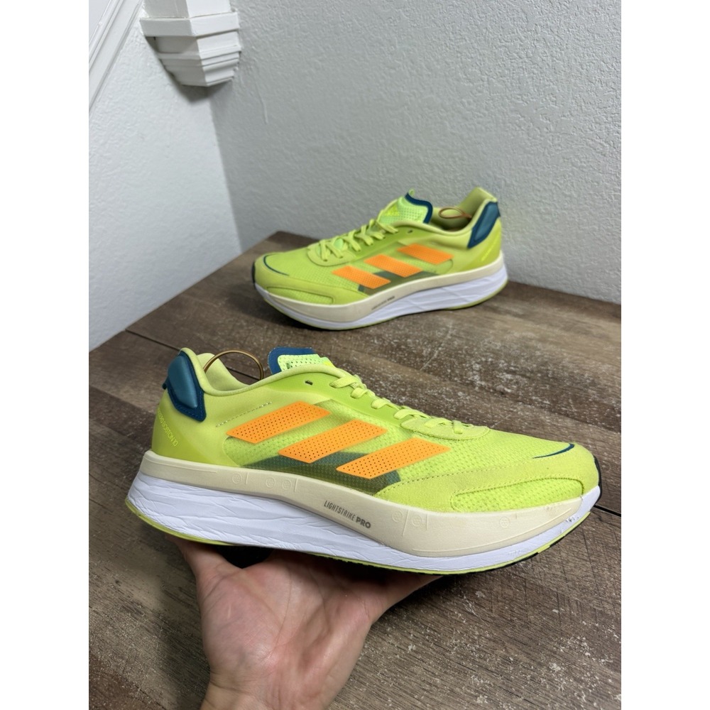 adidas Men's Adizero Boston 10 Lime/Orange Running Shoes GY0927 Sz 12 Shoes